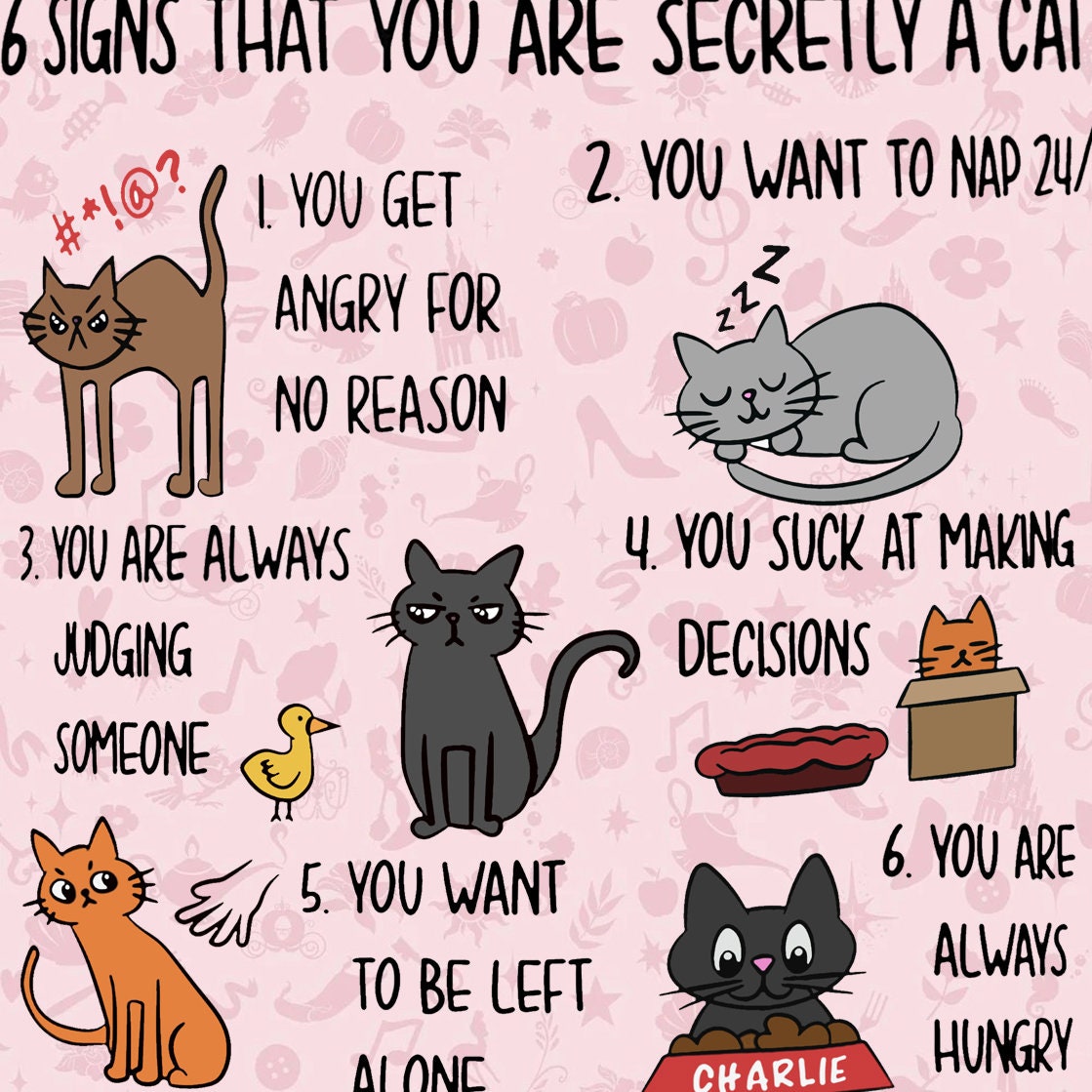 6 Signs That You Are Secretly A Cat Svg Cat Svg Funny Cat Etsy