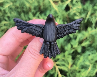 Raven  brooch, Gothic jewelry, Witches totem, Viking Raven, Black Crow