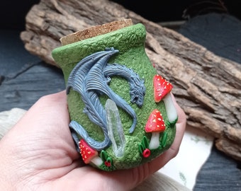 Dragon eye jar, Apothecary potion bottle dragon, Wiccan altar storage