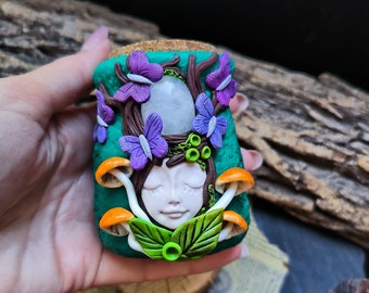 Potion Jar with the Goddess, Mushroom Apothecary Jar, Butterfly Goddess