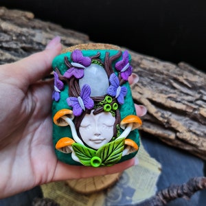 Potion Jar with the Goddess, Mushroom Apothecary Jar, Butterfly Goddess
