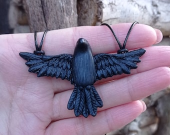 Crow Necklace, Celtic Raven Necklace, Odin Raven Pendant