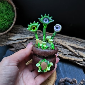 Small Potion Jar Creepy eyes, Apothecary Jar plant eyes, Potion bottle magic
