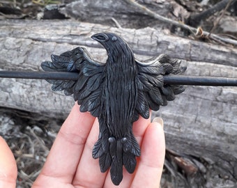 Haarspange mit schwarzem Rabe