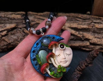 Pendant Goddess, Mushroom fairy necklace