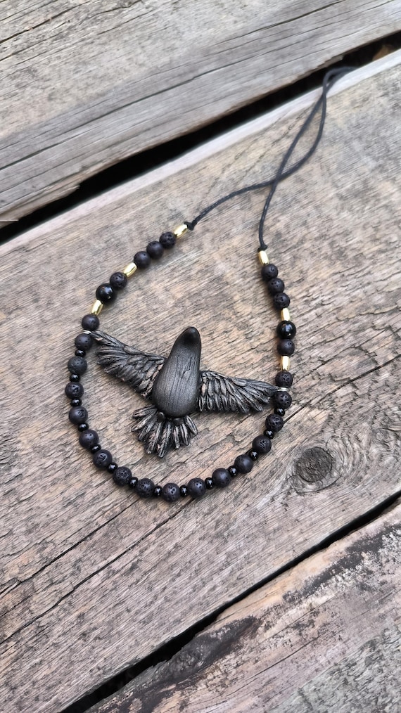 Raven Pendant, Crow Necklace, Celtic Raven Necklace, Viking Raven