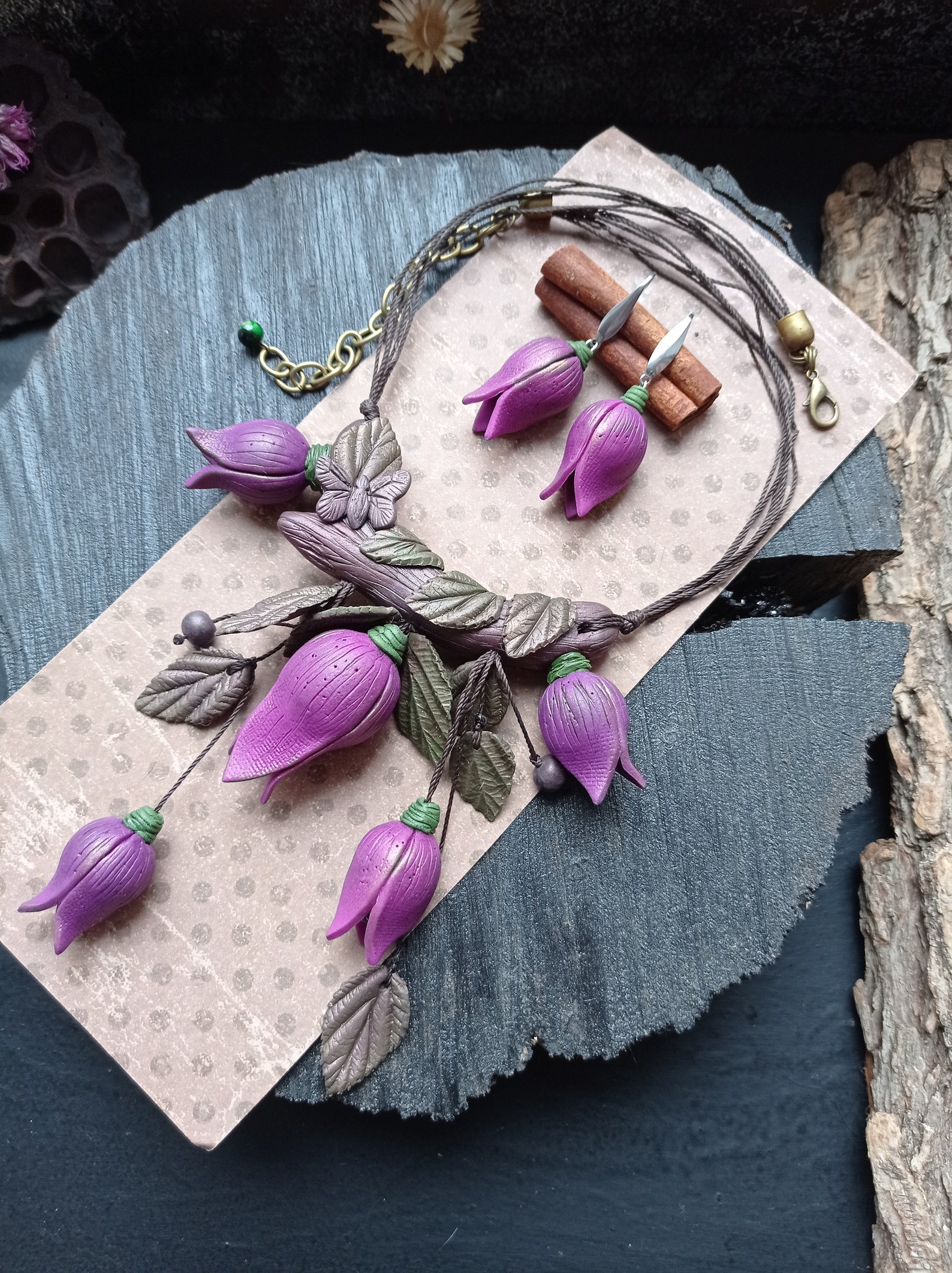 Necklace tulips Earrings tulips Jewelry set flowers tulips Etsy