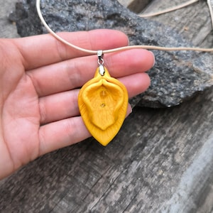yellow yoni pendant, labia jewelry, vulva necklace