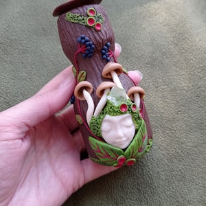 Potion Jar with the Goddess, Mushroom Apothecary Jar, Magic bottle