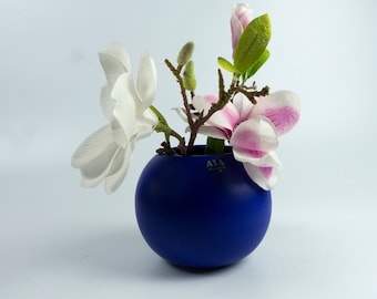 Small vase by ASA Kugel in blue, vintage vase, mid-century ceramics, bulbous, spherical ceramic vase