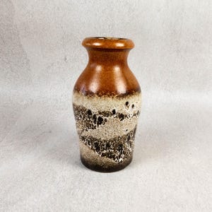 Scheurich vase, height 18 cm, flower vase, brown, smooth Fat Lava glaze, vintage, 1970s, mid-century ceramic, WGP, base mark 523-18