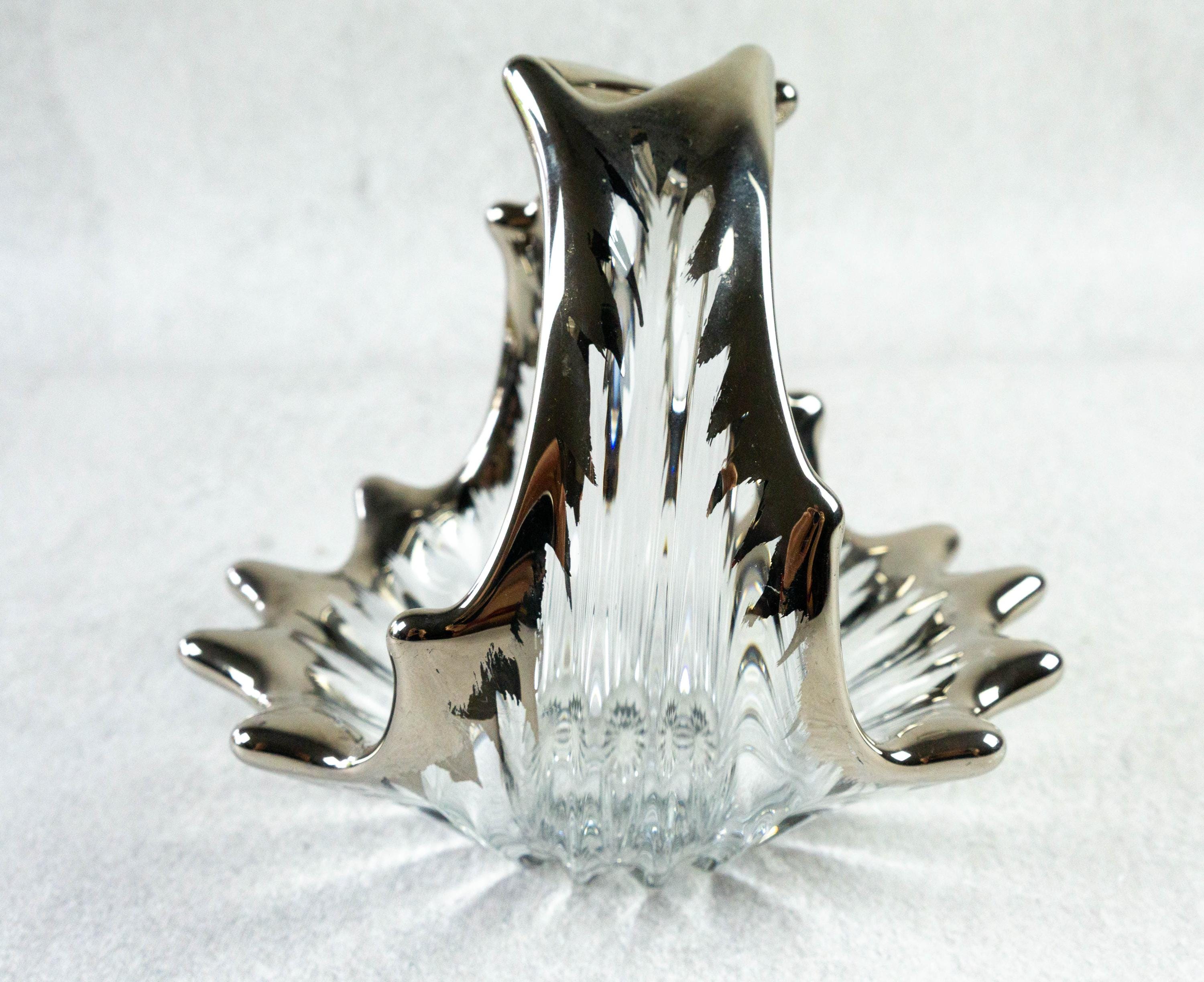 ヴィンテージガラスボウル ムラーノスタイル、ハンドル付き、尖った