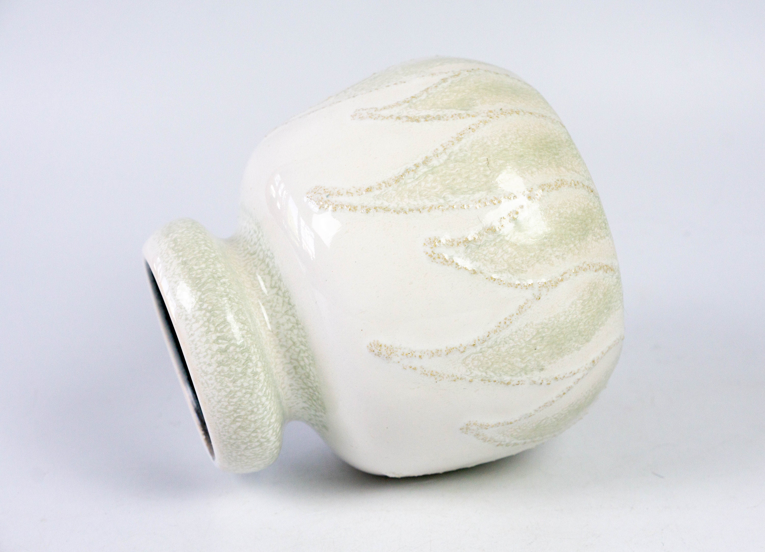 Vase VEB Haldensleben, Flower Vase in White, Beige, Fat Lava