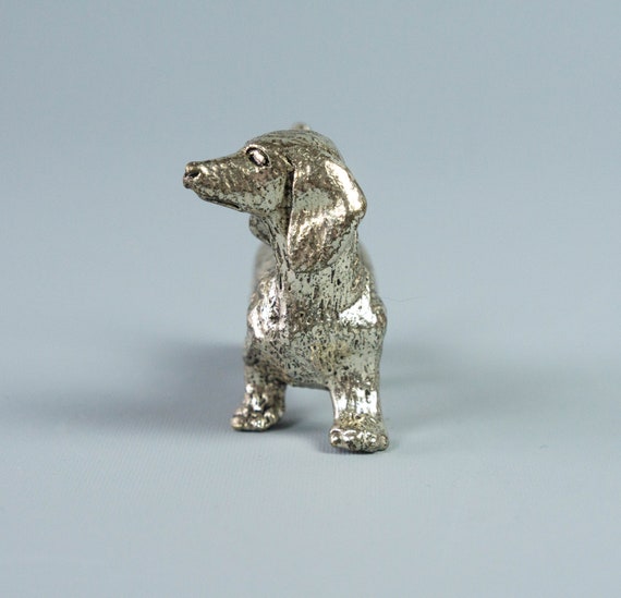 The Frame Company Portagioie Per Anelli A Forma Di Cane Salsiccia: Metallo Argento, In Scatola Regalo