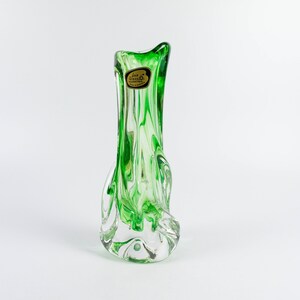 Vintage, glass vase, Murano style, by Lux Glass Austria, mid-century, glass vase, collectible, with sticker, 27 cm high