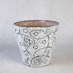Ruscha Filigran, Adele Bolz Vintage Planter, Flowerpot, Ceramic Fat Lava in white and grey, WGP, Fat Lava Pot, 11 cm high, Collector&#39;s Item