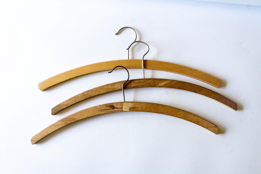 50-70s Vintage Wooden Hanger 20本セット Vintage Wooden Clothes Hanger Set, Sustainable Clothes Hangers