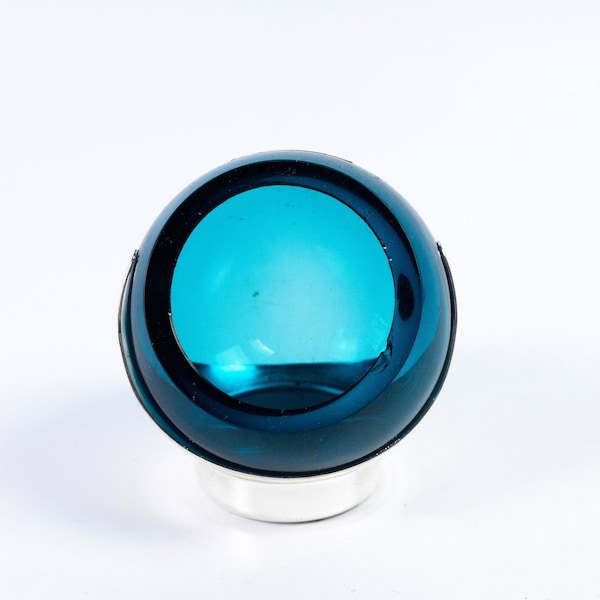 Quist glass ashtray from the 1970s, mid-century, collector's item, blue glass, with CHIPS on the edge