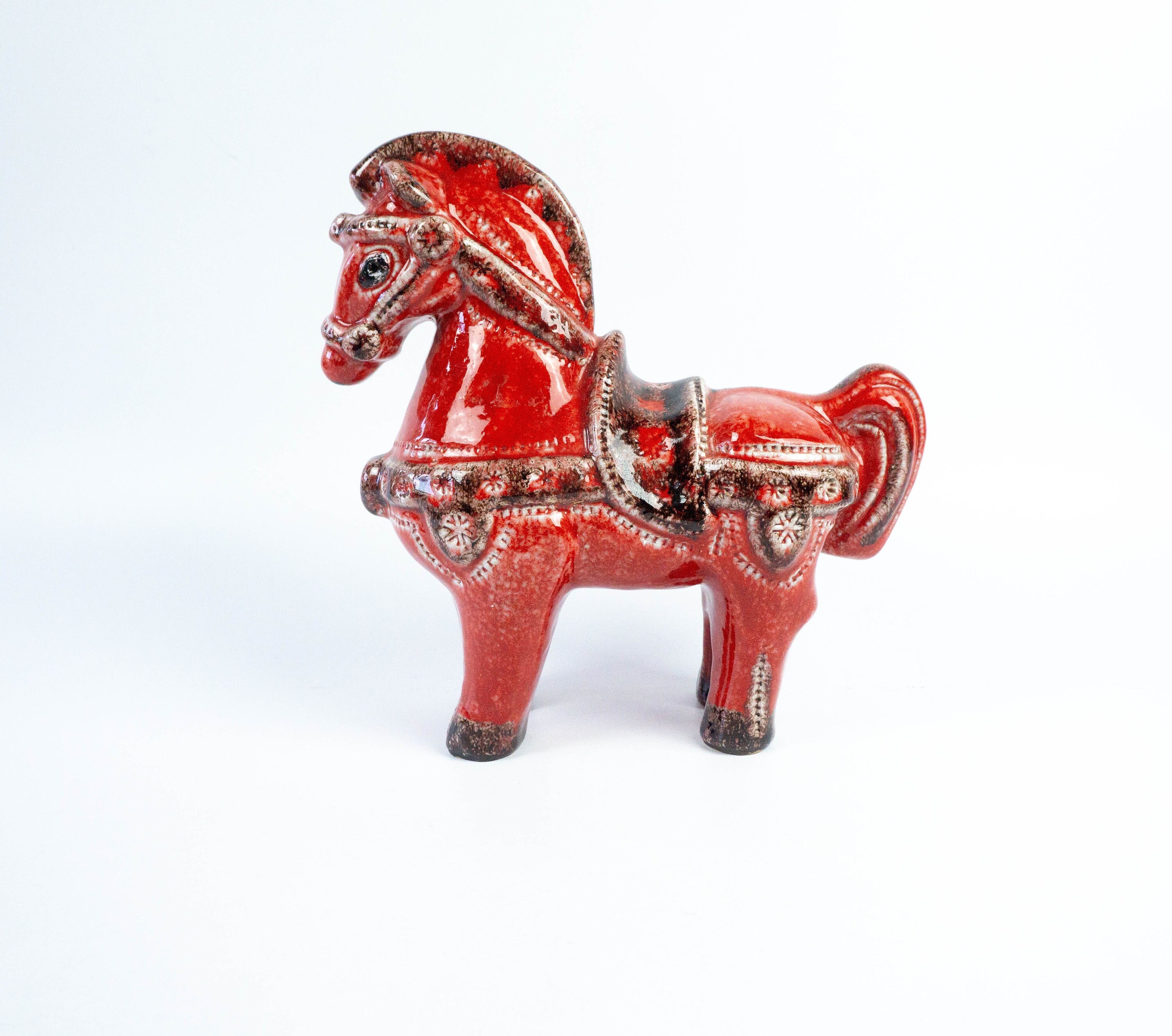 Bitossi Horse, 22 Cm High, Ceramic, Red, Presumably Bitossi or