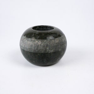 Bougeoir vintage, en granit, pour une bougie chauffe-plat, d&#39;occasion en bon état, boule en pierre, photophore