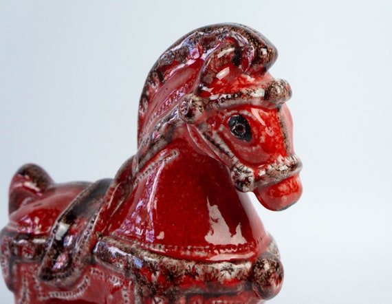 【値下げ可】Bitossiイタリア製 置物 羊&ヤマアラシ　【刻印あり】 Bitossi Horse, 22 Cm High, Ceramic, Red, Presumably Bitossi or