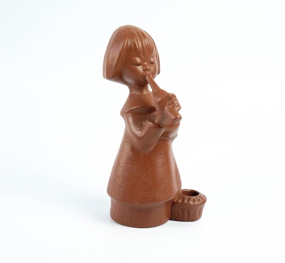 Vintage Goebel Figurine of a Girl With a Flute and Candle Holder