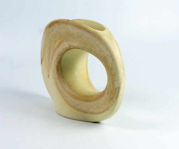 Flower Vase, 15 X 23 Cm, Flat, Formano Vintage Ceramic Vase, Oval, Unusual Shape, Vintage
