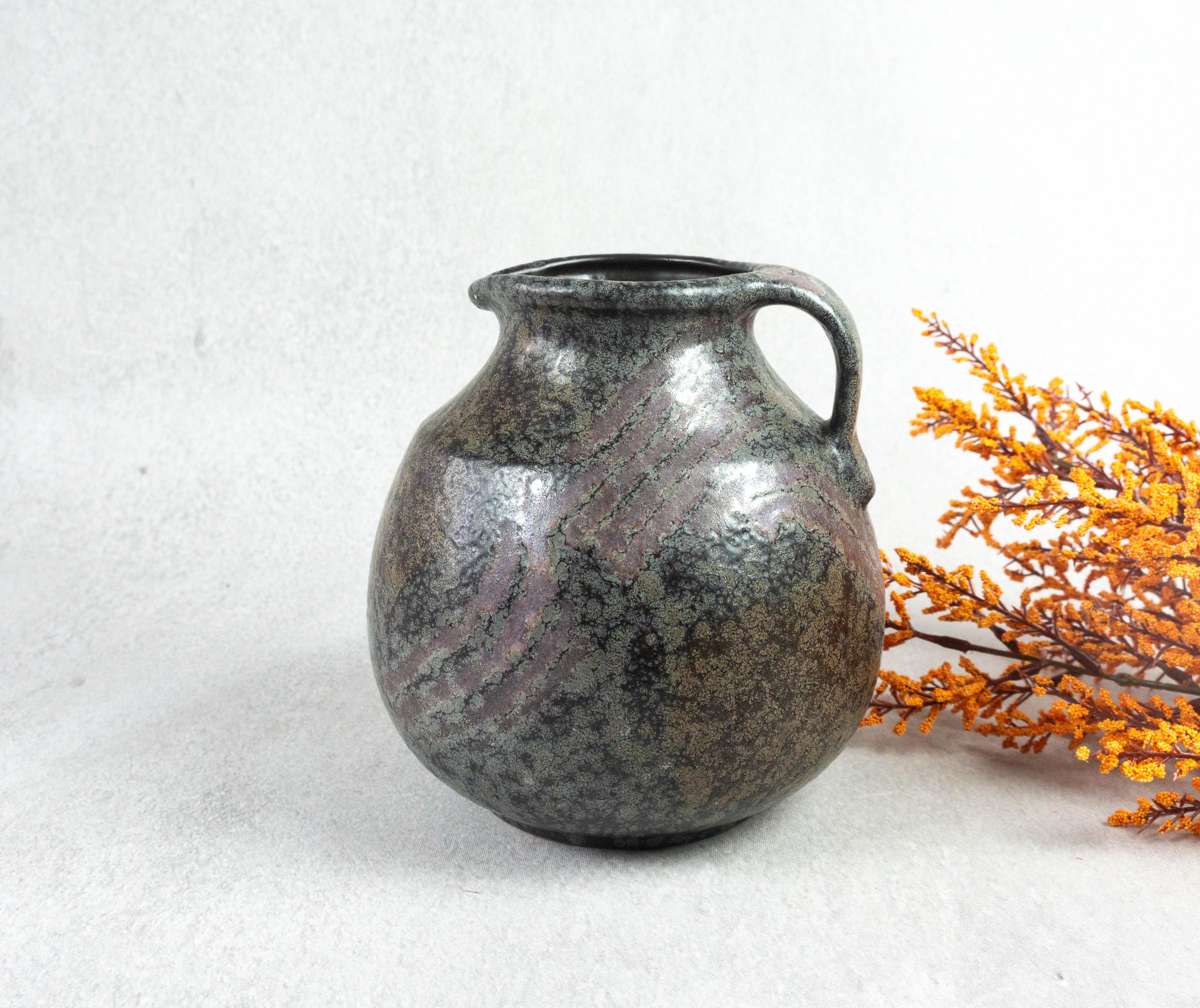 greentomato　Ruscha art  ヴィンテージ花瓶 Vintage Flower Vase Ruscha Art, With Handle, Vintage Vase