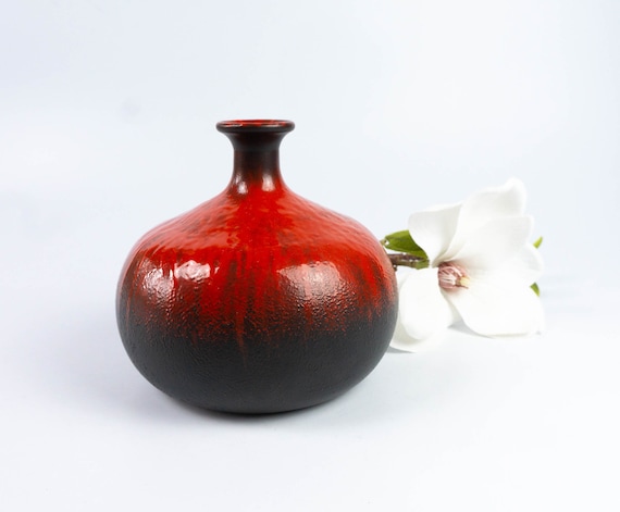 Glass Vase From Germany and Red Ball Vase Vintage - Etsy