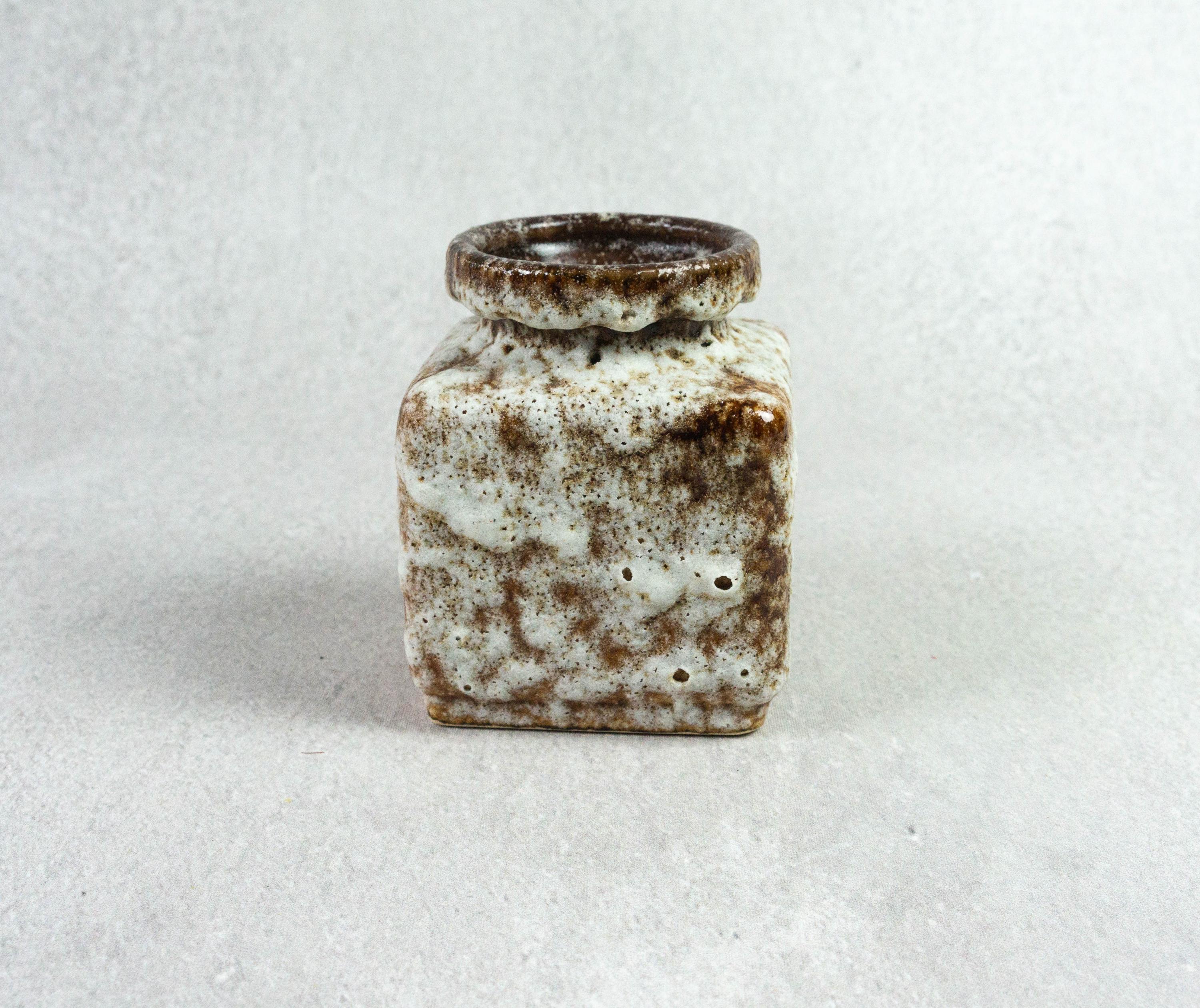 Jopeko Vase, Fat Lava and Rough Glaze, in Brown and Beige, Square