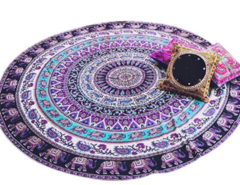 Chiffon Beach Mat Yoga Mat Stylish Shawl Gym Mat Pool Towel Mat Elephant Print Multipurpose Mat