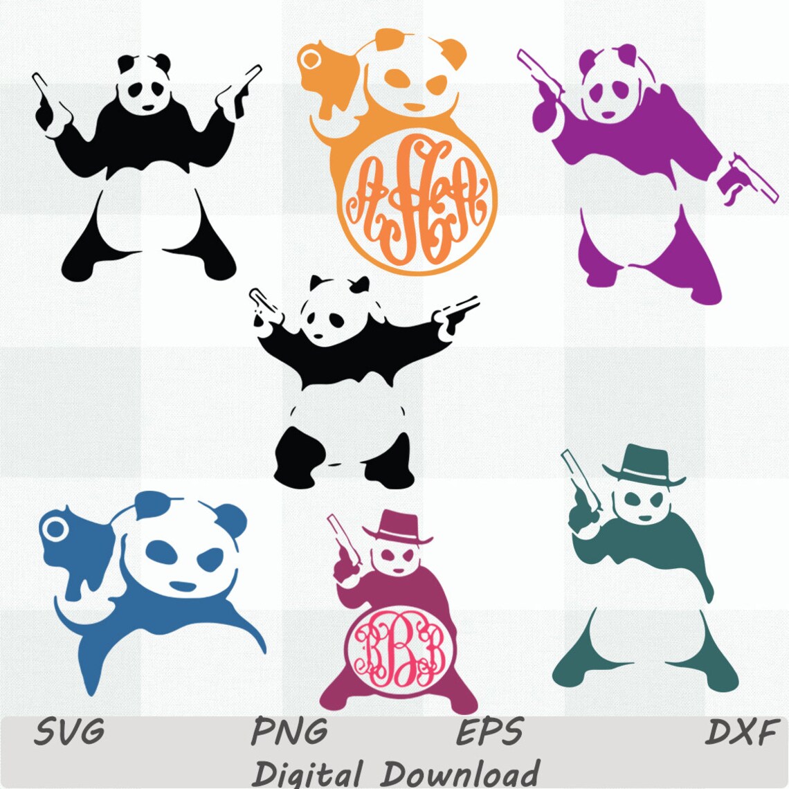 Panda With Guns Svg Bundle Panda Guns Bear Png Eps Dxf | Etsy