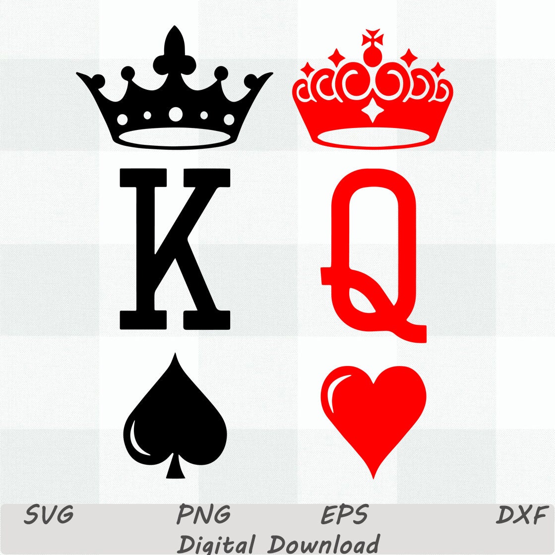 Re e Regina Svg Re di Picche Regina di Cuori Carte Da Gioco Etsy