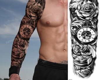 Large Temporary Tattoo Men Fake Tattoo Sleeve Full Arm Ocean Etsy Large Temporary Tattoo Men Fake Tattoo Sleeve Full Arm Ocean Etsy