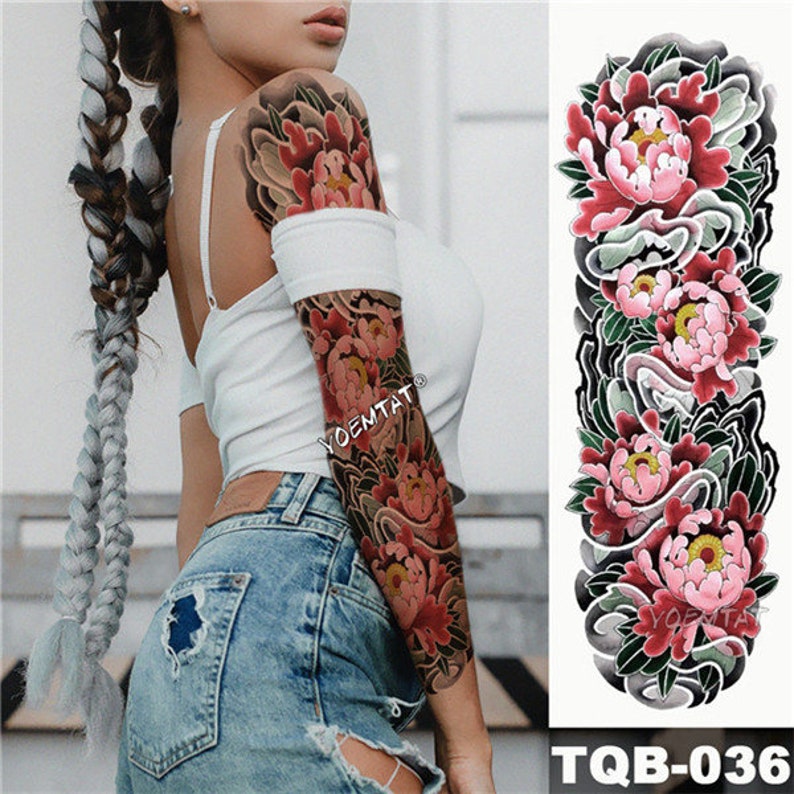 Temporary tattoo sleeve fake tattoo sleeveleg sleeve tattoo Etsy