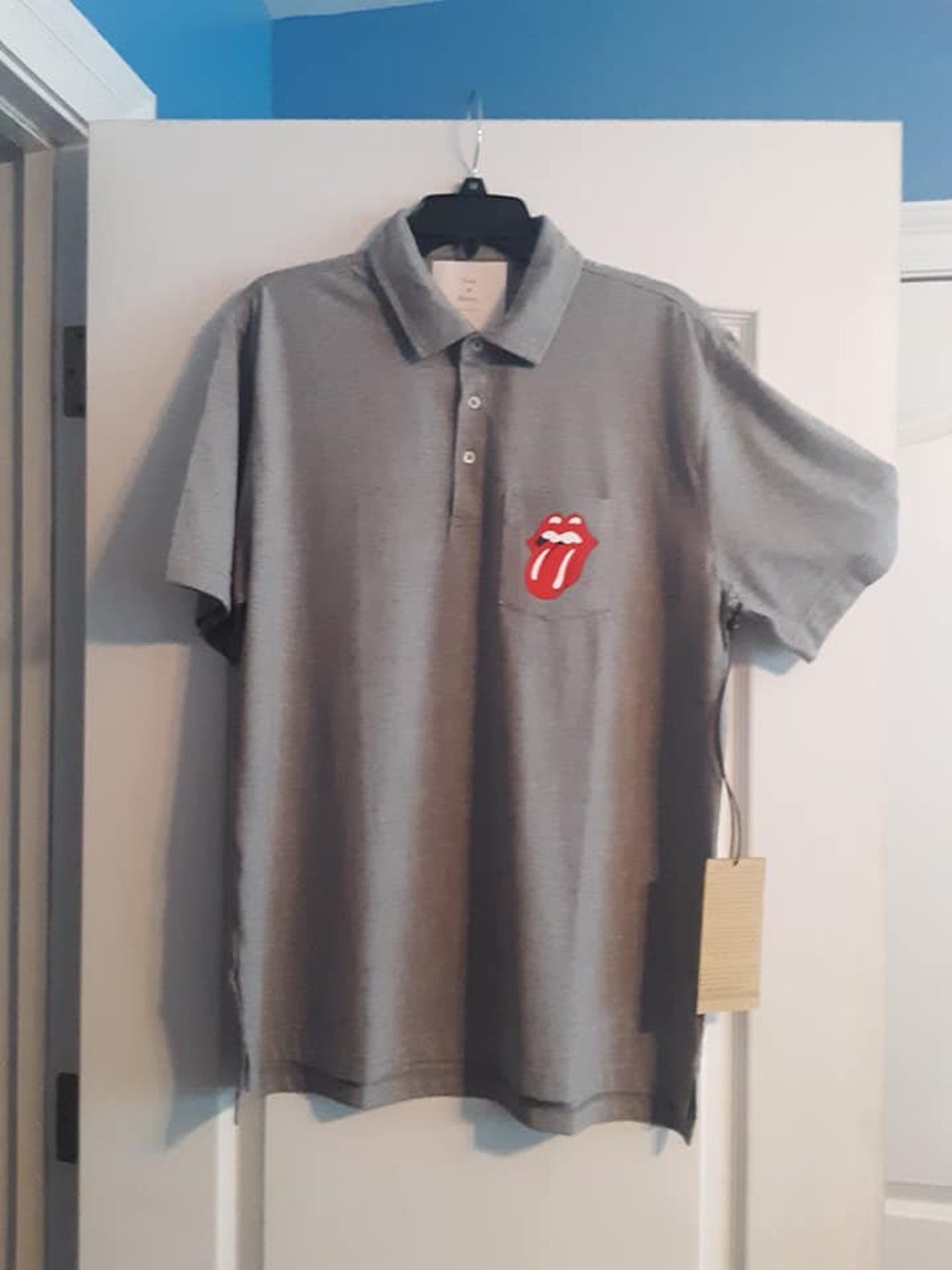 Men's Rolling Stones Pocketed Polo Shirt Gray Size Large | Etsy