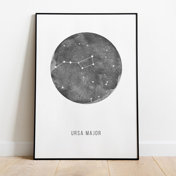 URSA MAJOR – Sternbild / Sterne / Astronomie / Poster / Druck / Aquarell / Großer Bär / Großer Wagen