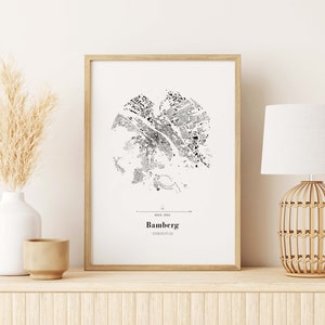 BAMBERG als Karte – Schwarzplan – Mapping / Karte / Print / Poster / Stadt / A4 / Plan / Stadtplan / Druck