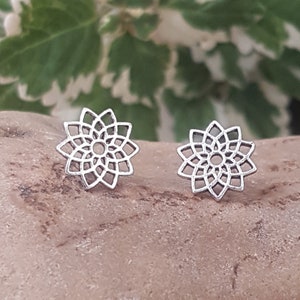 Mandala stud earrings 925 sterling silver gift small stud earrings