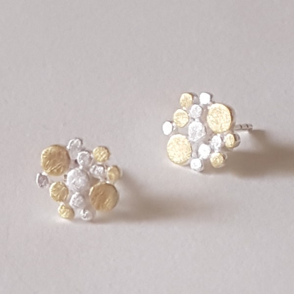 Dot Bicolor Stud Earrings 925 Sterling Silver Bubbles