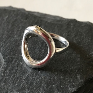 Offener Silberring 925er Sterling Silber Karma oval ovaler Silberring Karmaring Ellipse
