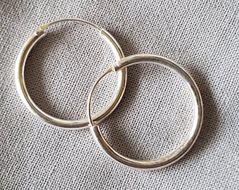 Hoop earrings round silver 925 sterling silver 25 x 2 mm light hoop earrings fine hoop earrings