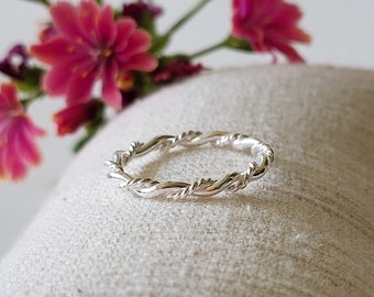 Cord ring, 925 sterling silver, wrap ring, Viking ring, twisted stacking ring, twisted promise ring, stacking ring, collector's ring