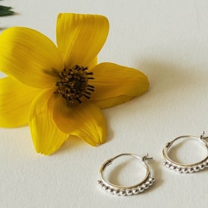 Filigree Hoop Earrings 925 Sterling Silver Ball Hoop Earrings Ethno Tribal