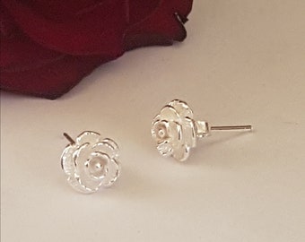 Kleine Rose Ohrstecker Ohrring Sterlingsilber Silber Blume Hochzeit Verlobung