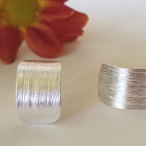 Round stud earrings 925 sterling silver brushed wide curved stud earrings silver hoop earrings chunky