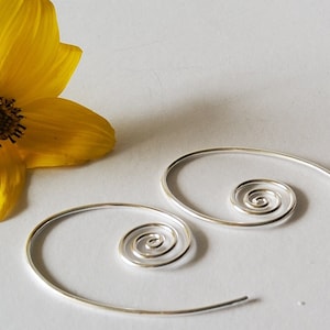 Spiral Hoop Earrings 925 Sterling Silver Open Hoop Earrings Large Spiral Spiral Earrings Large Earrings