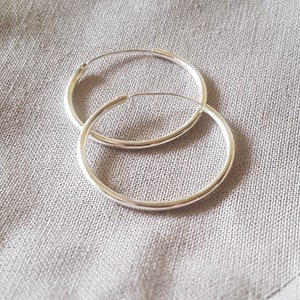 Hoop earrings round 925 sterling silver 25 x 1.5 mm light hoop earrings thin hoop earrings boho hippie