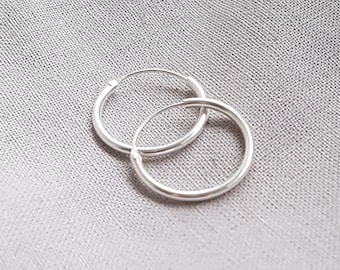 Hoop earrings round silver 925 sterling silver 15 mm small hoop earrings