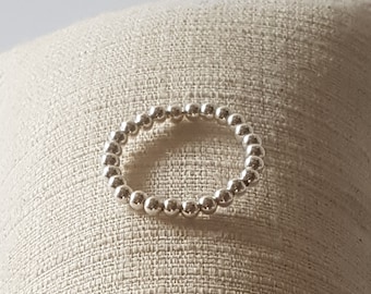 Ball ring 925 sterling silver elastic flexible stacking ring collecting ring insert ring